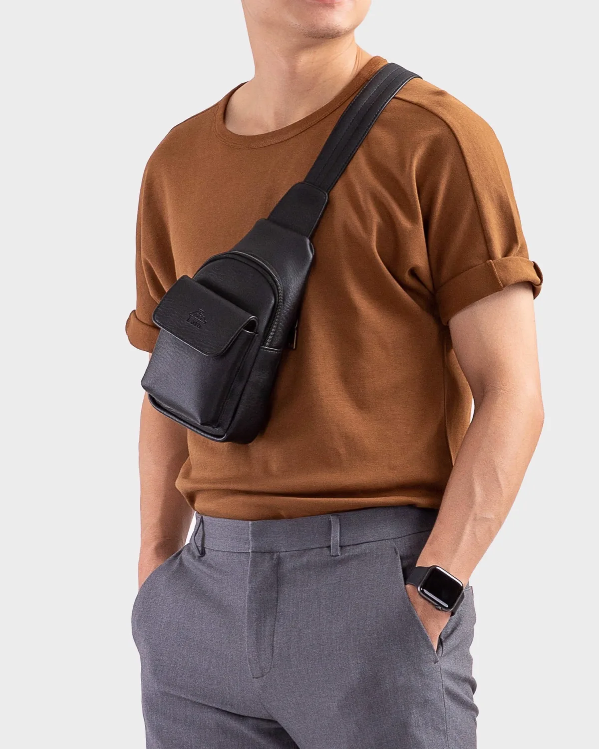 Balo Lata (Thời trang nam đi chơi cỡ trung - Balo đeo chéo da BALC26)