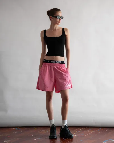 STRESSMAMA FLOATING TRACK SHORTS - PINK
