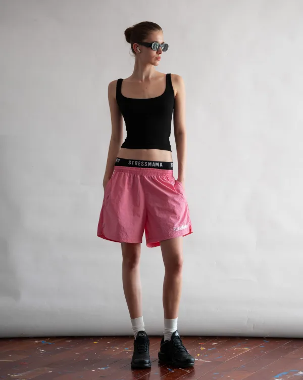 STRESSMAMA FLOATING TRACK SHORTS - PINK
