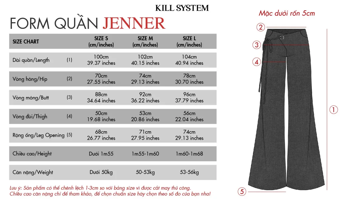 Quần ống loe dài cạp trễ tôn dáng JENNER - 𝐊𝐈𝐋𝐋 𝐒𝐘𝐒𝐓𝐄𝐌