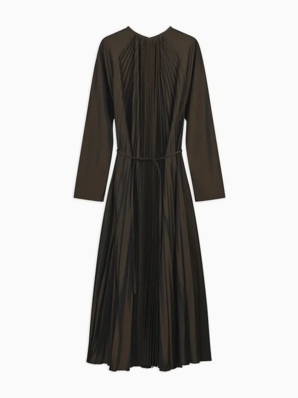 Ease Sun-Pleated Maxi Dress in Taffeta