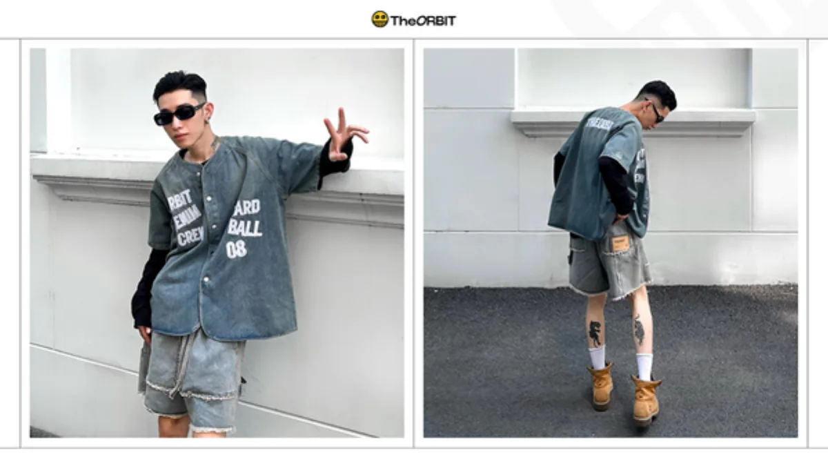 COMBO ORBIT Áo BASEBALL DENIM JERSEY + Quần ORBIT Denim Short - Local Brand Chính Hãng
