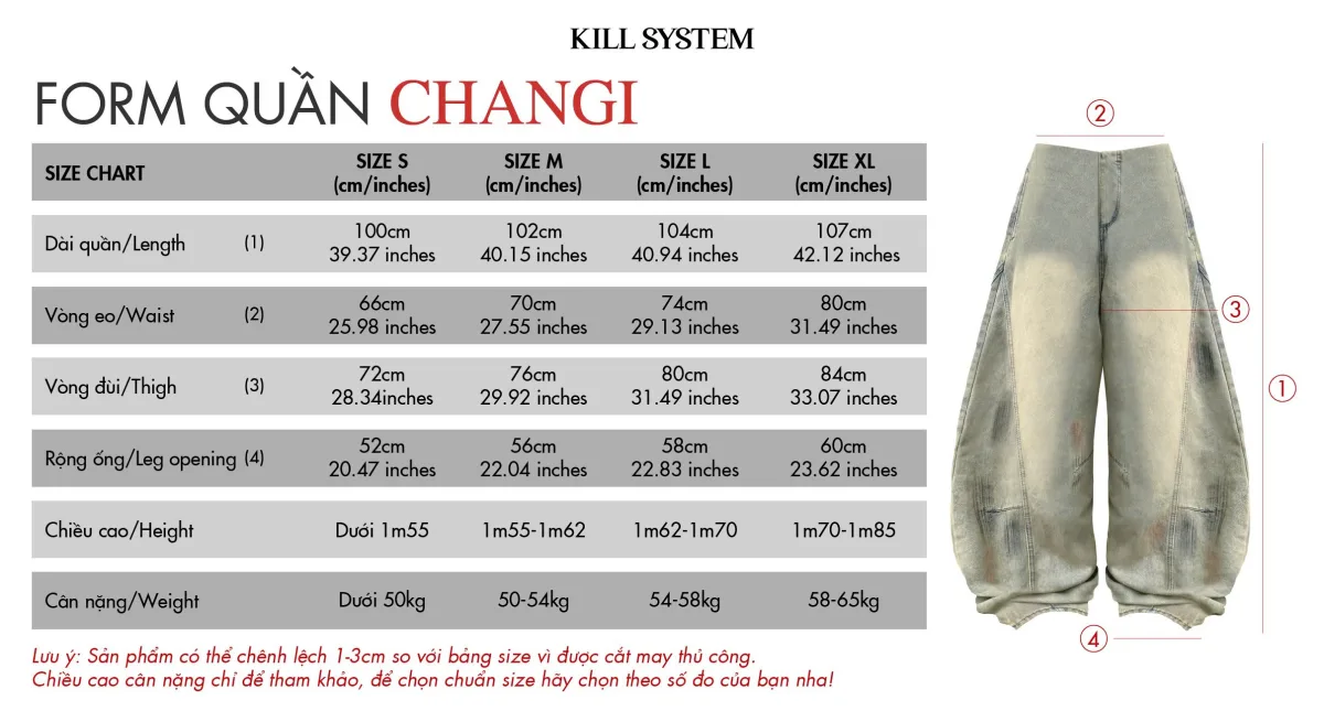 Quần jeans cạp trễ không lưng CHANGI - 𝐊𝐈𝐋𝐋 𝐒𝐘𝐒𝐓𝐄𝐌