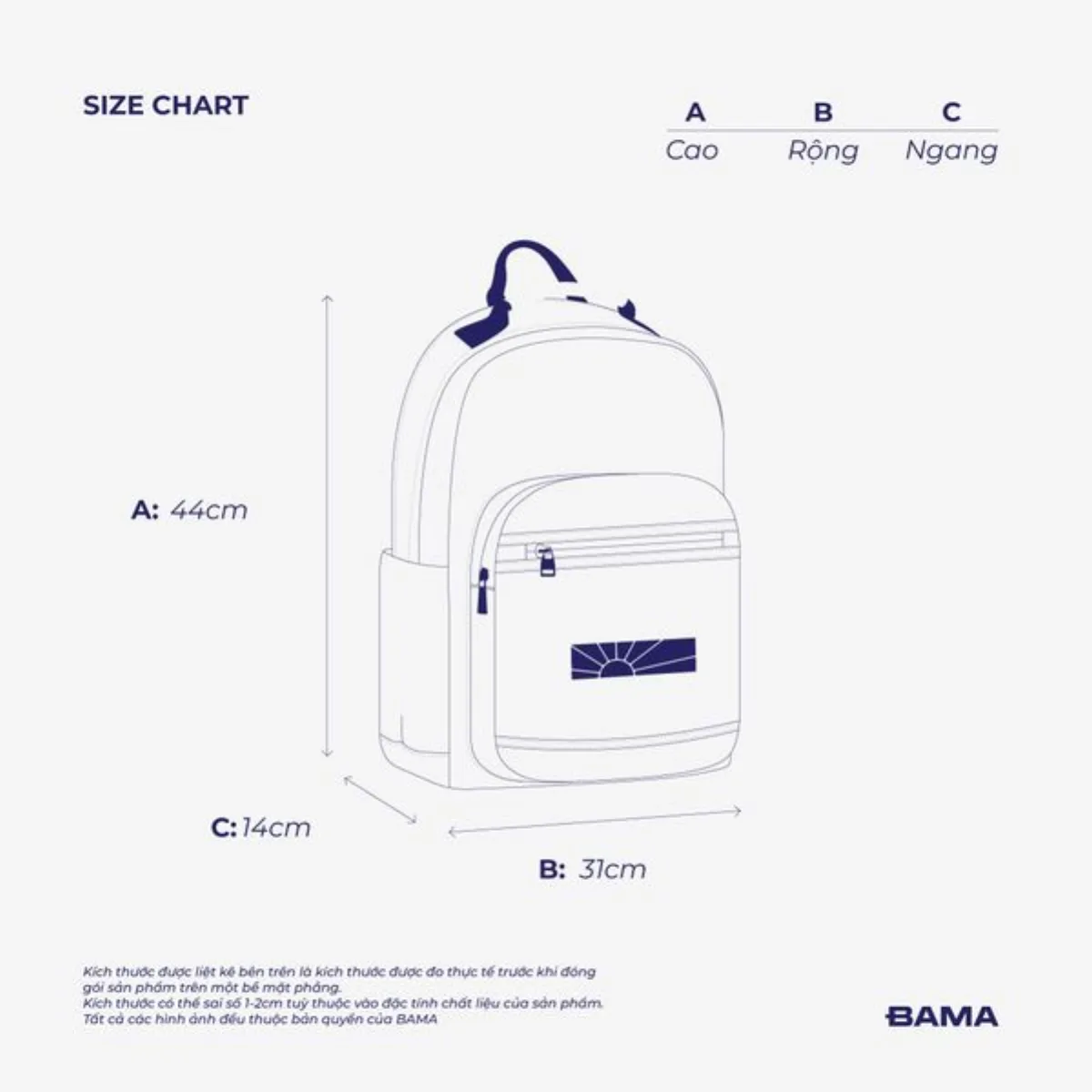 Balo nam nữ đi học đi làm BAMA Backpack NB102 chống nước nhiều ngăn đựng laptop 15,6 inch