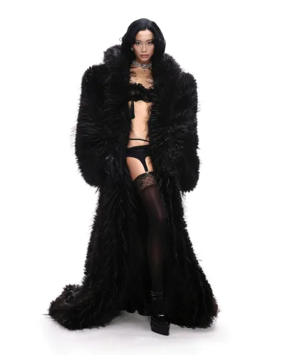 BAT FAUX FUR LONG COAT