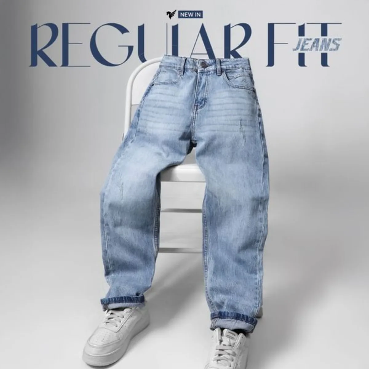 Quần Jeans REGULAR FIT JEANS TORANO xước regularfit thêu logo trẻ trung, phong độ GABJ593