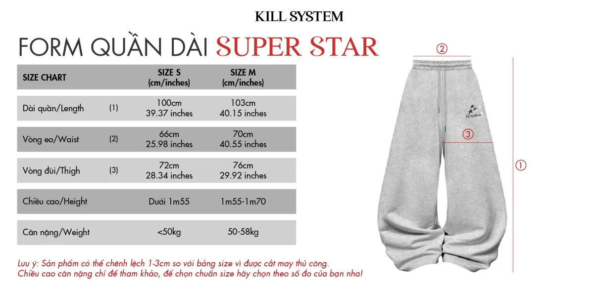 Quần dài nỉ ống rộng in nhũ SUPER STAR - 𝐊𝐈𝐋𝐋 𝐒𝐘𝐒𝐓𝐄𝐌