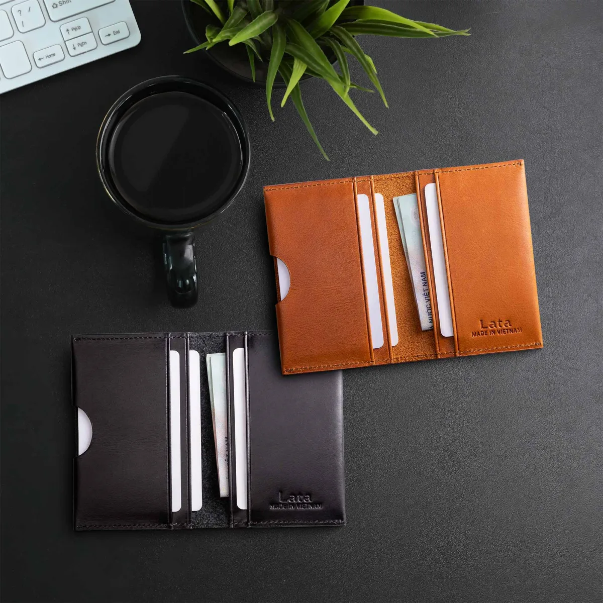 Ví nam da bò Lata (Thời trang nam đựng namecard nhỏ gọn - Ví da thật LVN106)