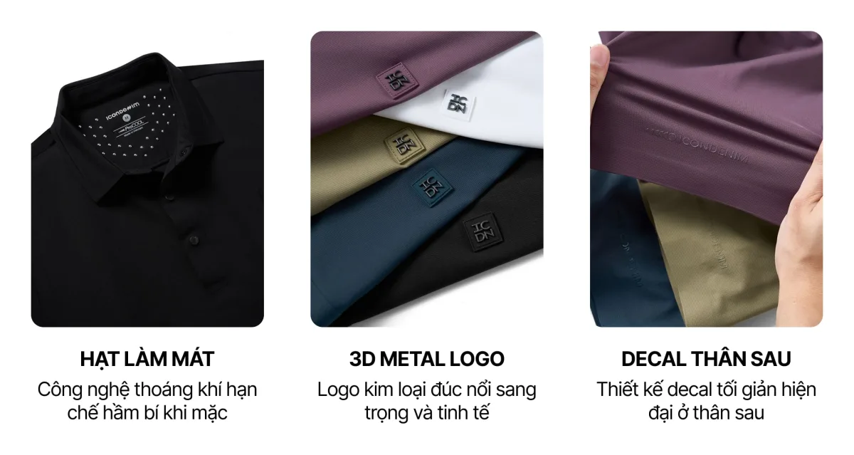 Áo Polo Nam ProCool New Gen ICONDENIM, công nghệ hạt làm mát, vải Cool Fabric độc quyền co giãn giữ form tốt PLID0228
