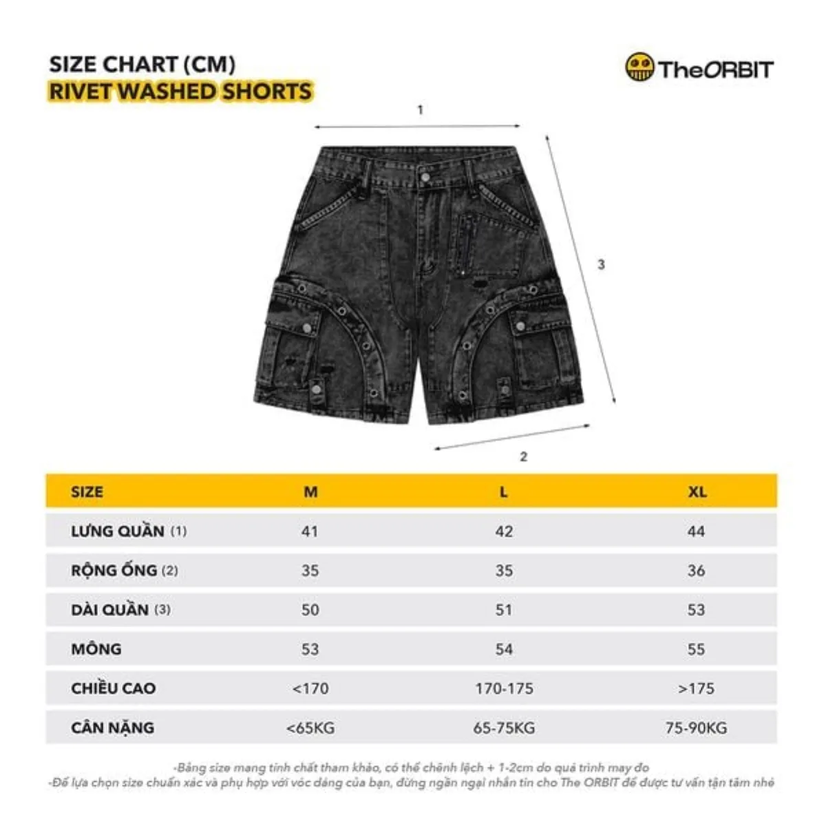 Quần Shorts Nam Nữ The ORBIT RIVET WASHED SHORTS - Local Brand Chính Hãng