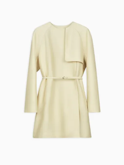 Colin Round-Neck Coat in Silkwool