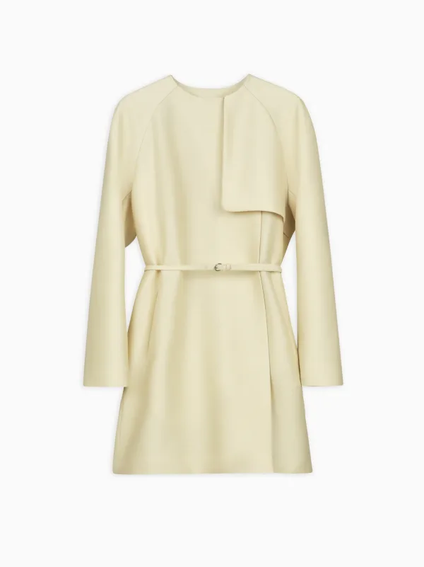 Colin Round-Neck Coat in Silkwool