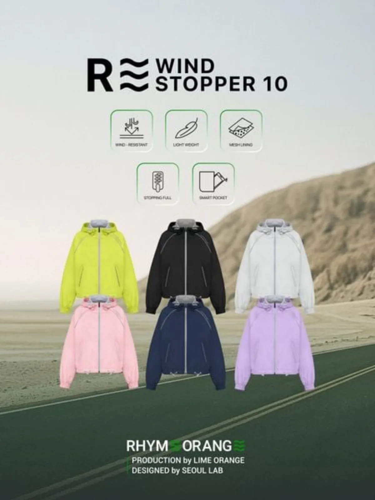 Áo Khoác Dù Nữ Dáng Lửng Chống Nắng Trượt Nước Windstopper 10 LIMEORANGE OO26267101