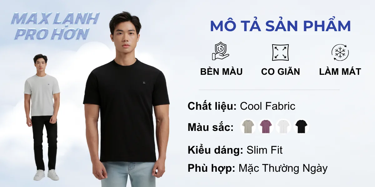 Áo Thun Nam ICONDENIM Trơn ProCool New Gen Seam Sealing Form Slim Fit ATID0559