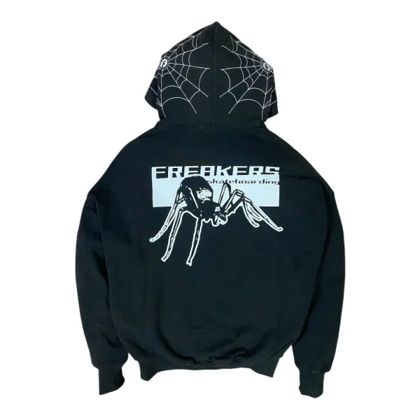 spider web zip-up hoodie