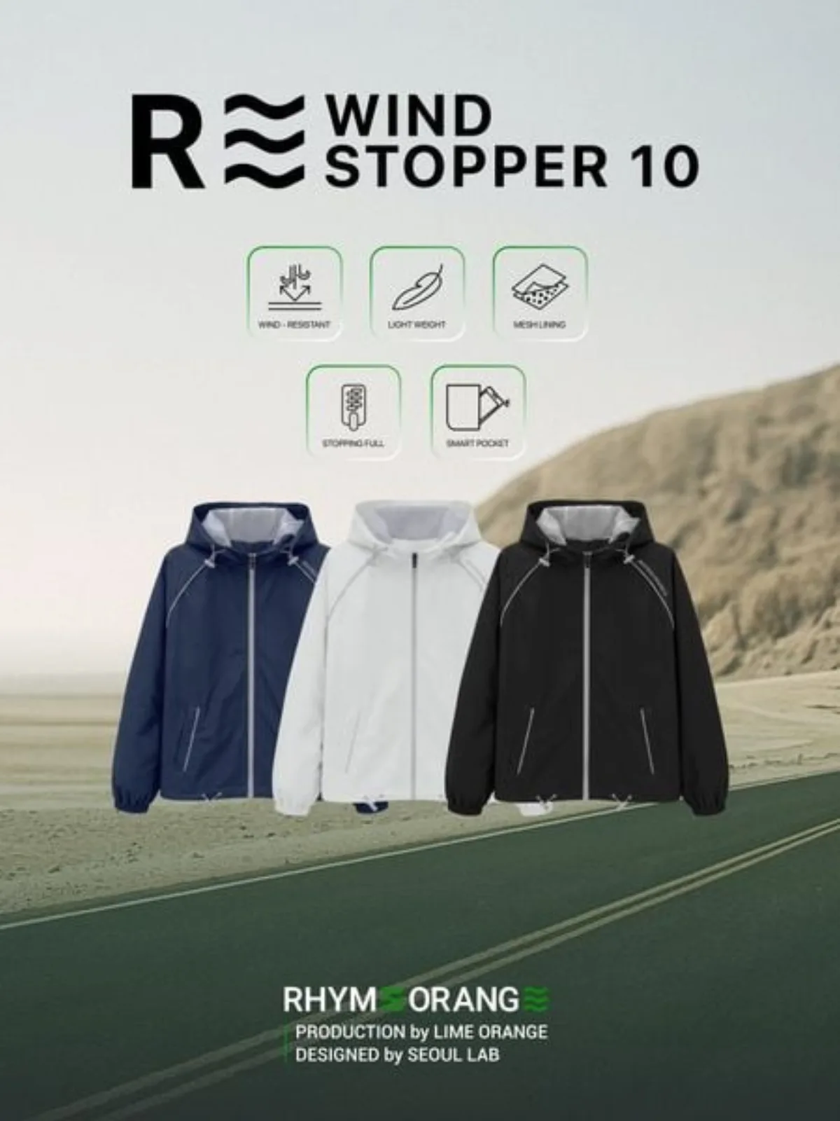 Áo Khoác Dù Nam Chống Nắng Trượt Nước Windstopper 10 LIMEORANGE OM26267101