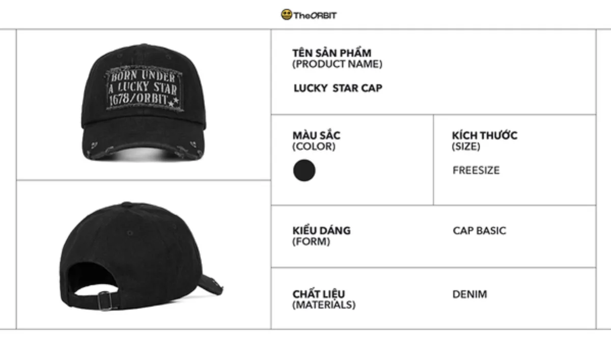 Mũ/Nón Nam Nữ The ORBIT Lucky Star Cap - Local Brand Chính Hãng