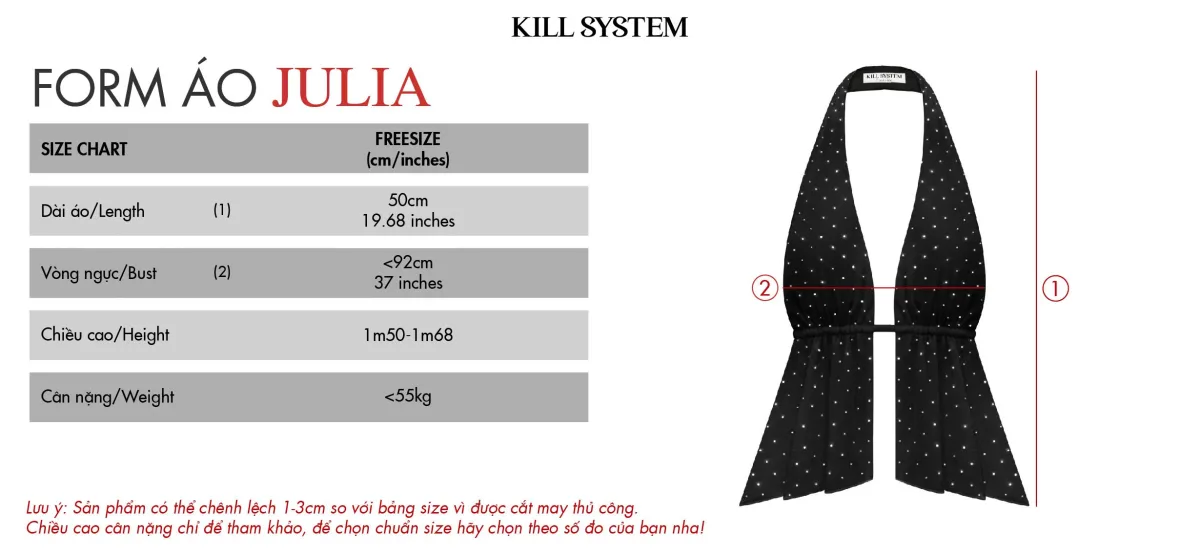 Áo yếm cột dây hở lưng tôn dáng đính đá JULIA - 𝐊𝐈𝐋𝐋 𝐒𝐘𝐒𝐓𝐄𝐌