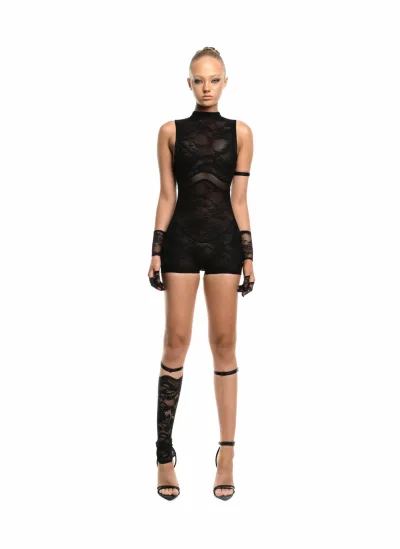 A1 LACE BLACK PLAYSUIT