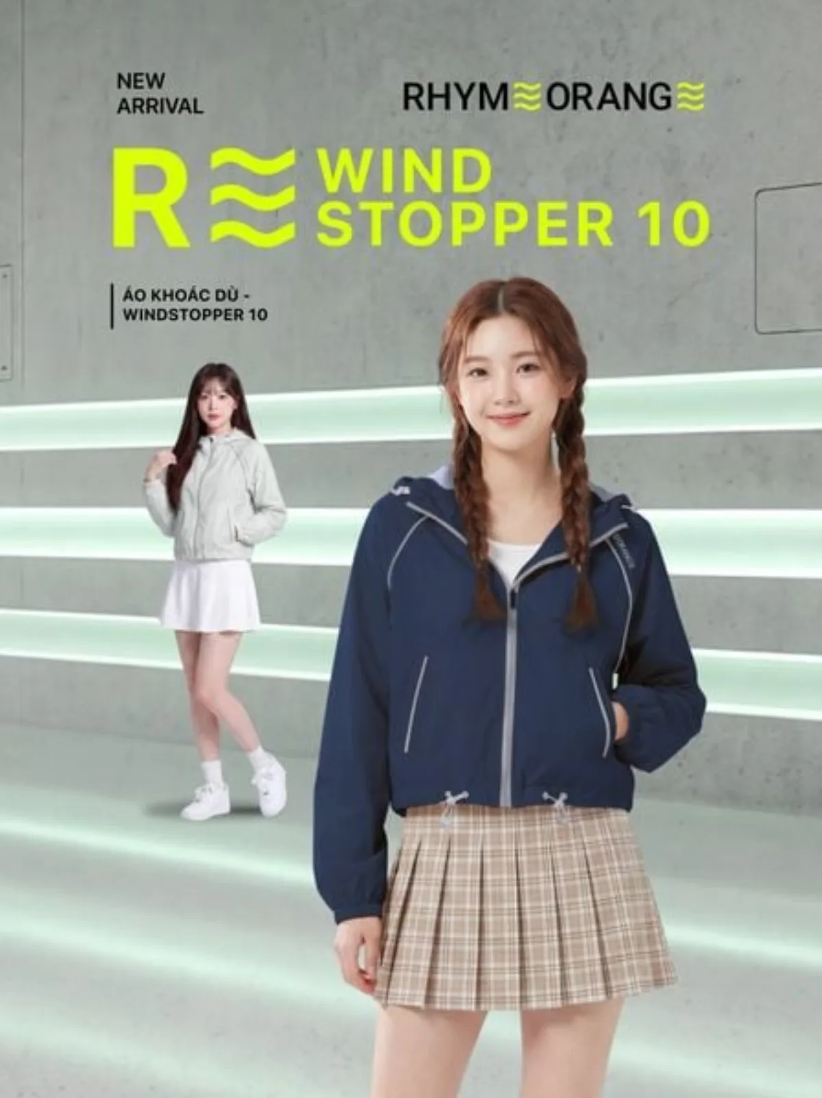 Áo Khoác Dù Nữ Dáng Lửng Chống Nắng Trượt Nước Windstopper 10 LIMEORANGE OO26267101