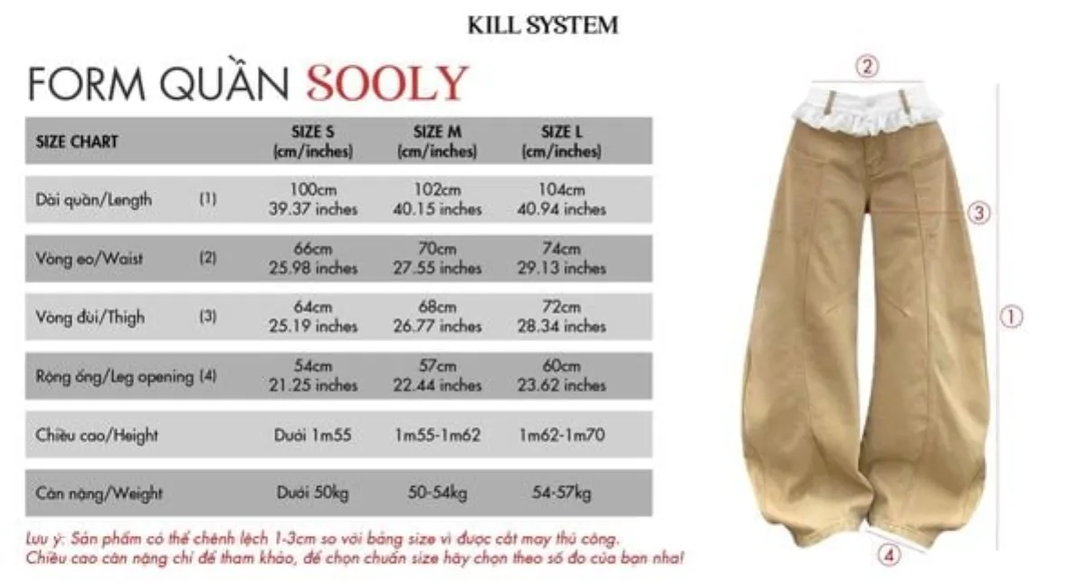 Quần kaki ống rộng phối ren SOOLY  - 𝐊𝐈𝐋𝐋 𝐒𝐘𝐒𝐓𝐄𝐌