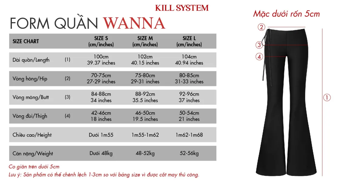 Quần ống loe dài cạp trễ phối dây tôn dáng WANNA, SALDO, YUCI, AMBUS, REVICE - 𝐊𝐈𝐋𝐋 𝐒𝐘𝐒𝐓𝐄𝐌