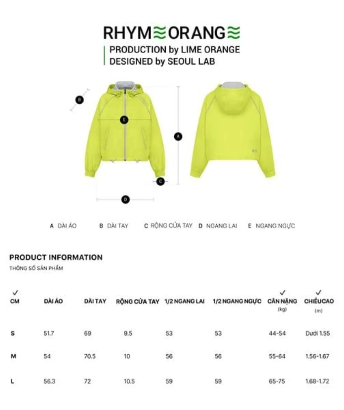 Áo Khoác Dù Nữ Dáng Lửng Chống Nắng Trượt Nước Windstopper 10 LIMEORANGE OO26267101