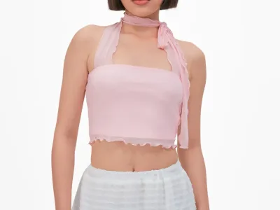 Áo Croptop Nữ Kiểu Cổ Yếm Cột Dây Form Fitted