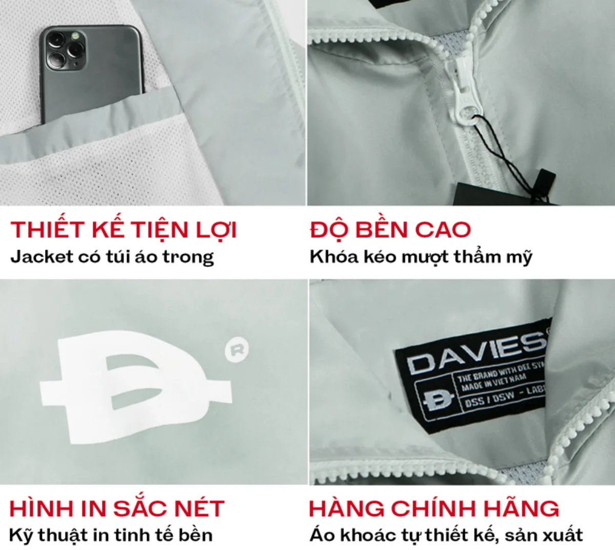 Áo khoác dù nam nữ form rộng DAVIES  có nón màu đen, xám Hooded Basic Jacket local brand | D25-AK1