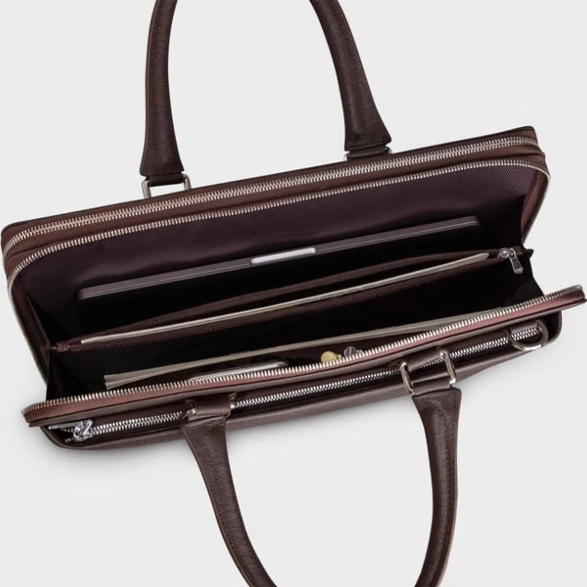 Cặp Công Sở da bò Lata (Thời trang nam basic đựng laptop 14 inch - Cặp da thật CADA09)