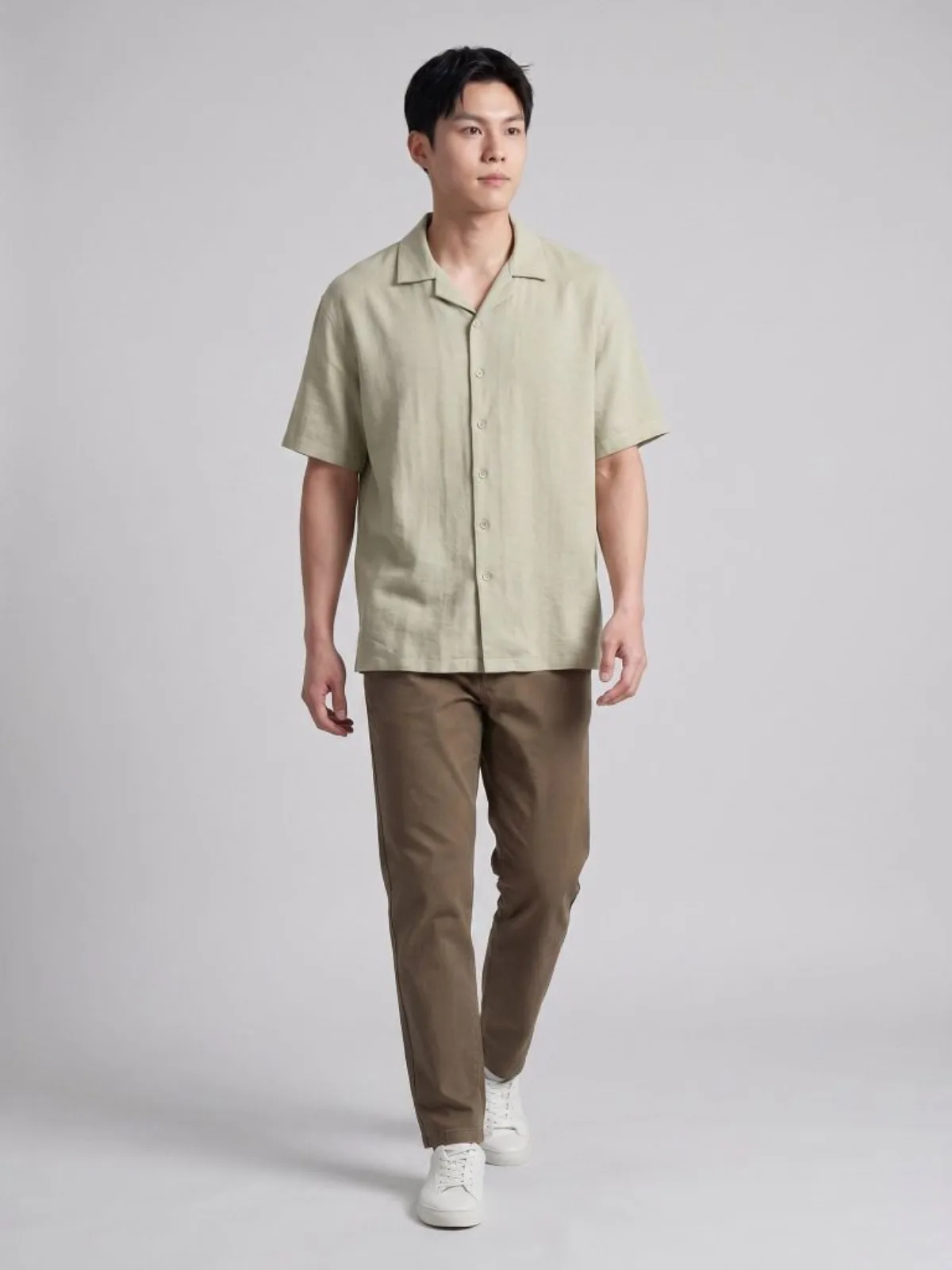 Áo Sơ Mi Nam ICONDENIM Tay Ngắn Linen Cuban Sandrift Form Relaxed SMID0397