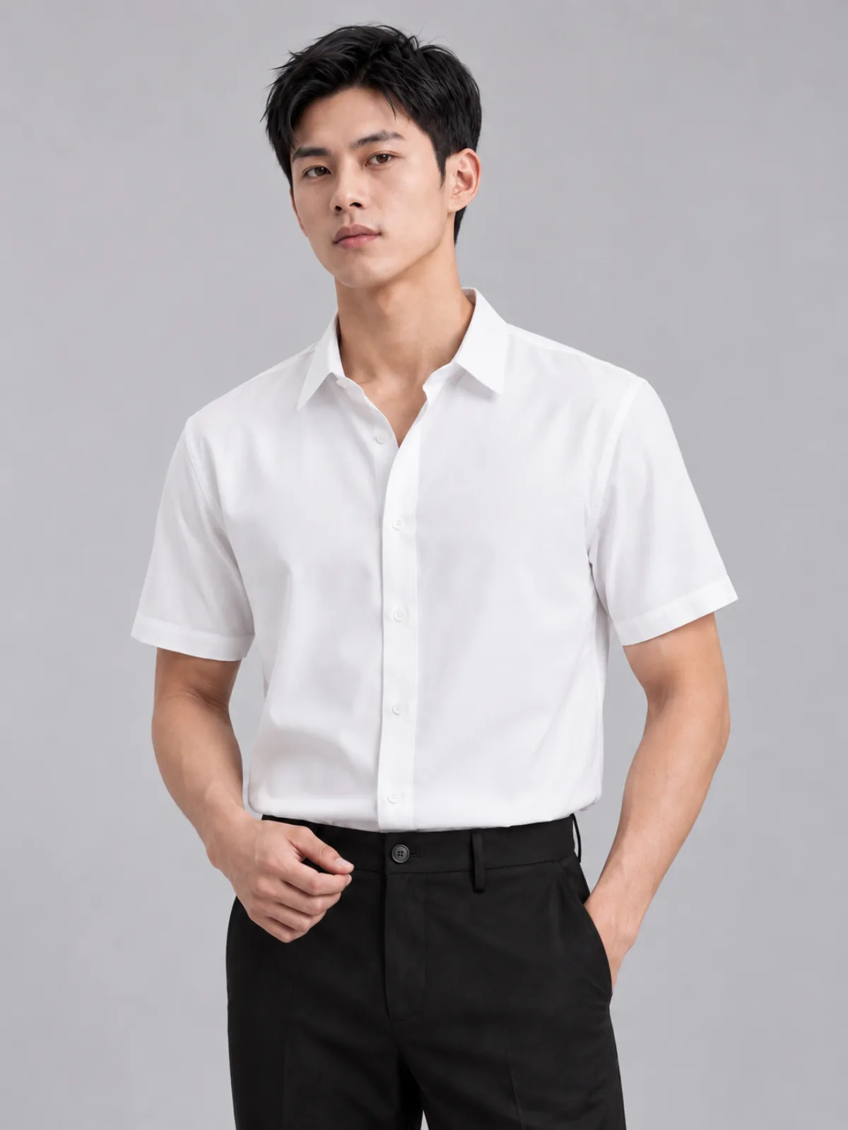 Áo Sơ Mi Nam ICONDENIM Tay Ngắn Blanko Form Slim SMID0371