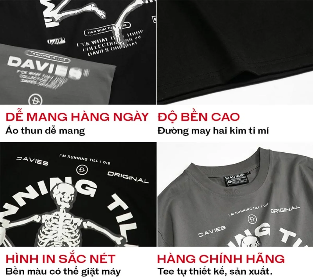 Áo thun local brand DAVIES nam nữ form rộng tay lỡ màu đen xám Tee Endurance| D28-T1
