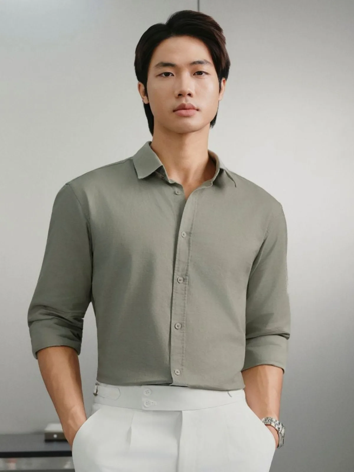 Áo Sơ Mi Linen Nam Tay Dài ICONDENIM Coastal Breeze Form Regular SMID0277