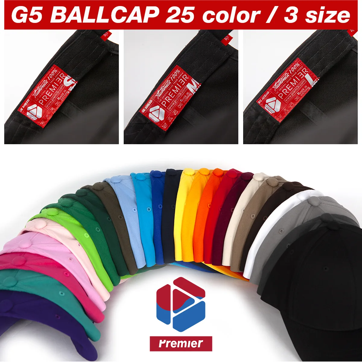 Nón PREMI3R ballcap cursive logo white TBC02602