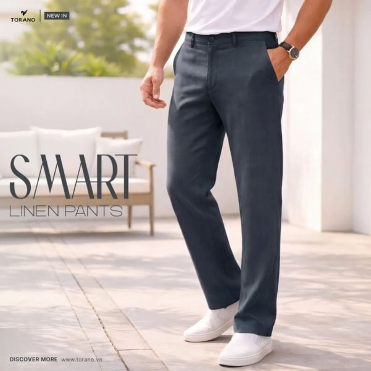 Quần đũi dài SMART LINEN PANTS TORANO basic mềm mại, thoáng mát HABI800