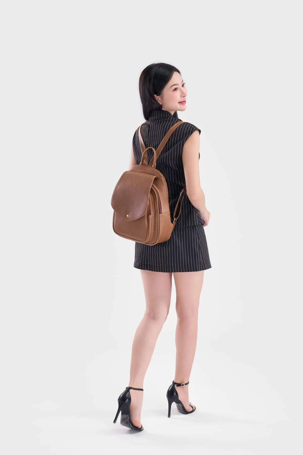 Balo Lata (Thời trang nữ phối nắp gập - Balo da BAL82)