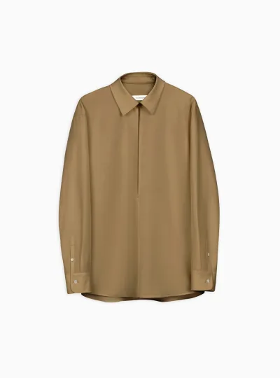 Lou Front-Split Shirt in Silkwool