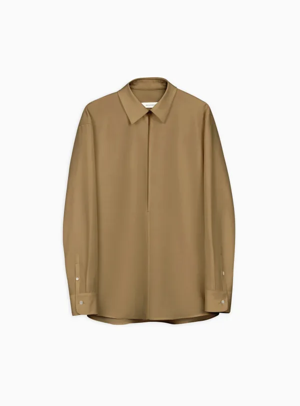 Lou Front-Split Shirt in Silkwool