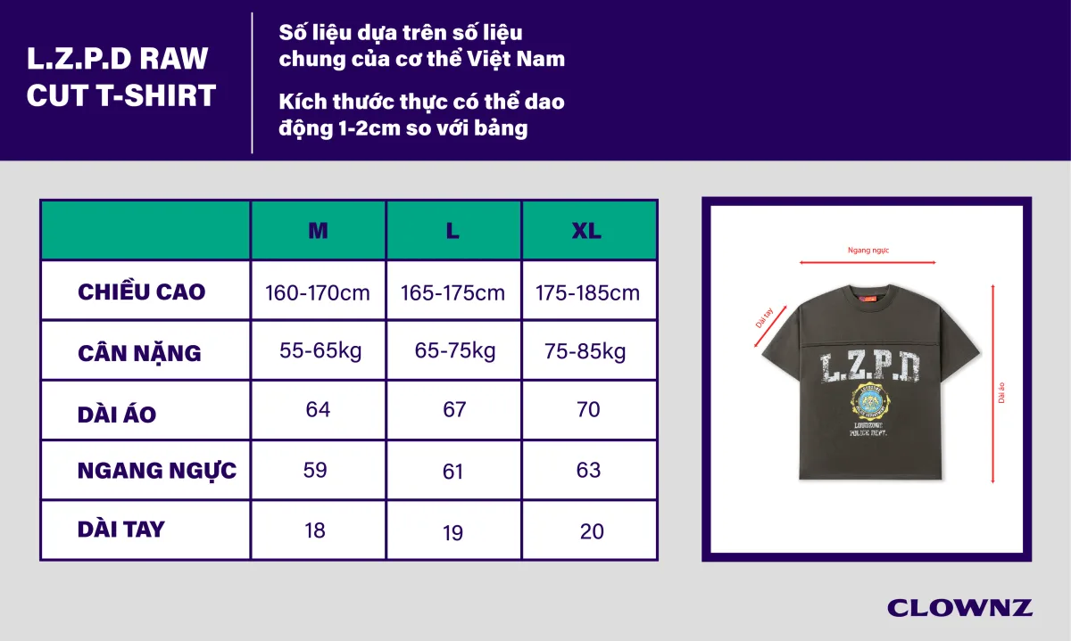 Áo phông L.Z.P.D No.23 Raw Cut T-shirt - Loudzone by ClownZ - Vải cotton 250 gsm cao cấp
