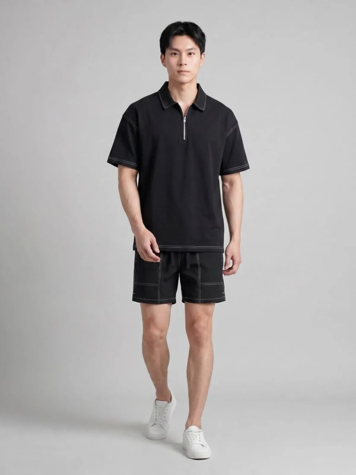 Set Đồ Ngắn Nam ICONDENIM Edgestitch, Vải Dù Form Boxy SEID0105