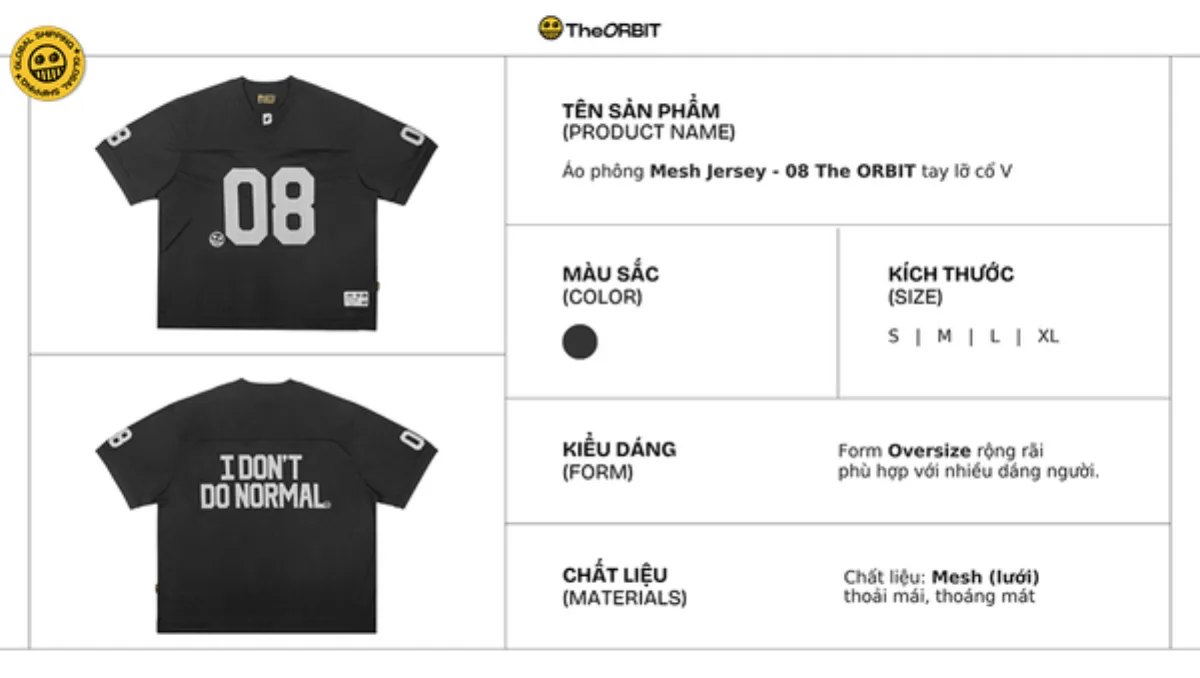Áo phông Mesh Jersey Nam Nữ - 08 The ORBIT áo đẹp tay lỡ cổ tròn vải mesh cao cấp áo thun