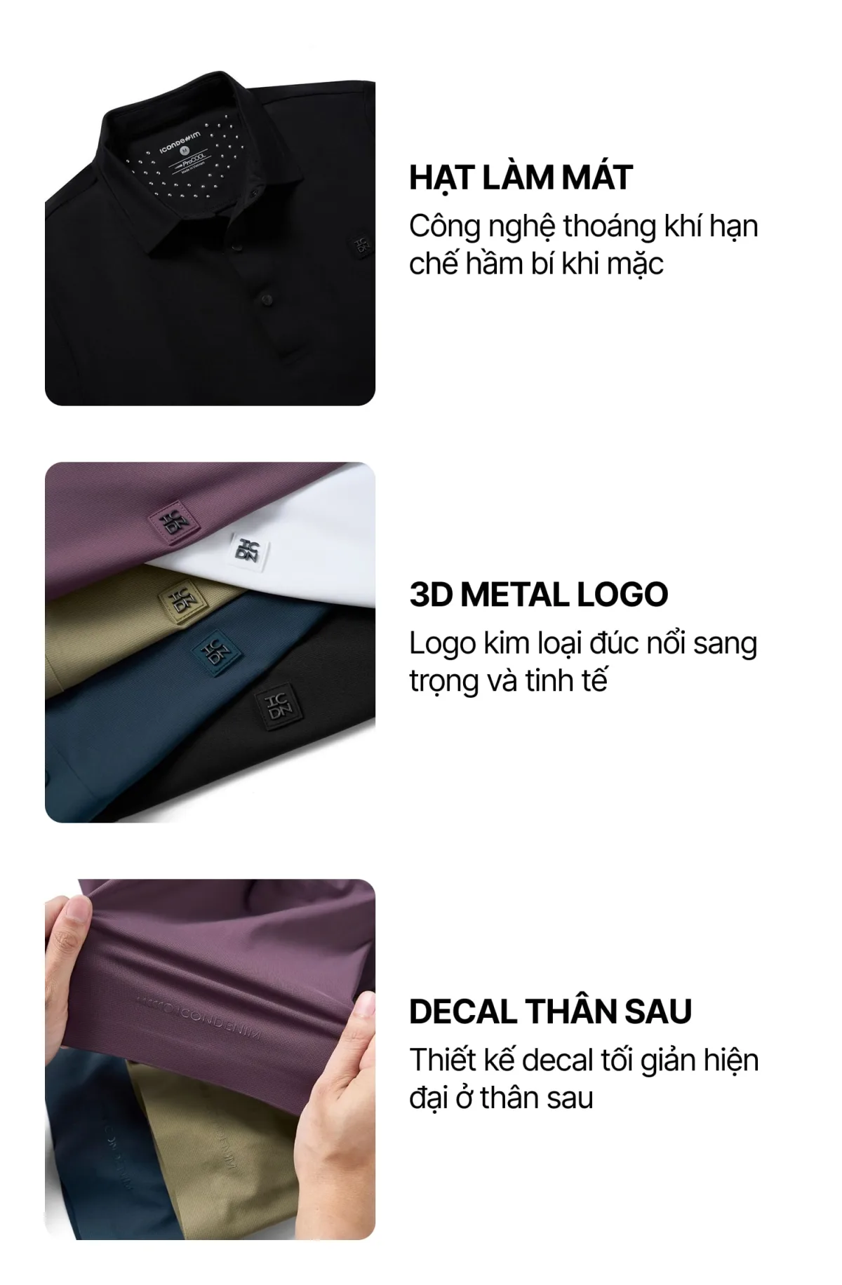 Áo Polo Nam ProCool New Gen ICONDENIM, công nghệ hạt làm mát, vải Cool Fabric độc quyền co giãn giữ form tốt PLID0228