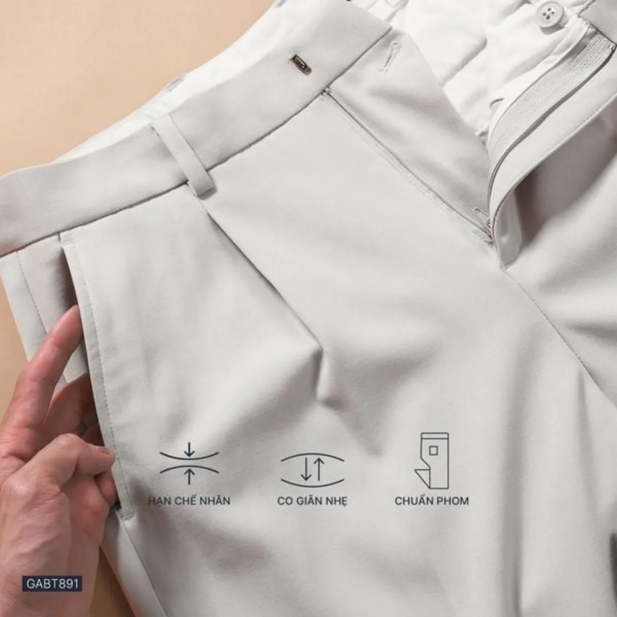 Quần âu SLACKS TROUSERS TORANO regularfit trơn túi chéo thêu logo phong độ - thanh lịch GABT891