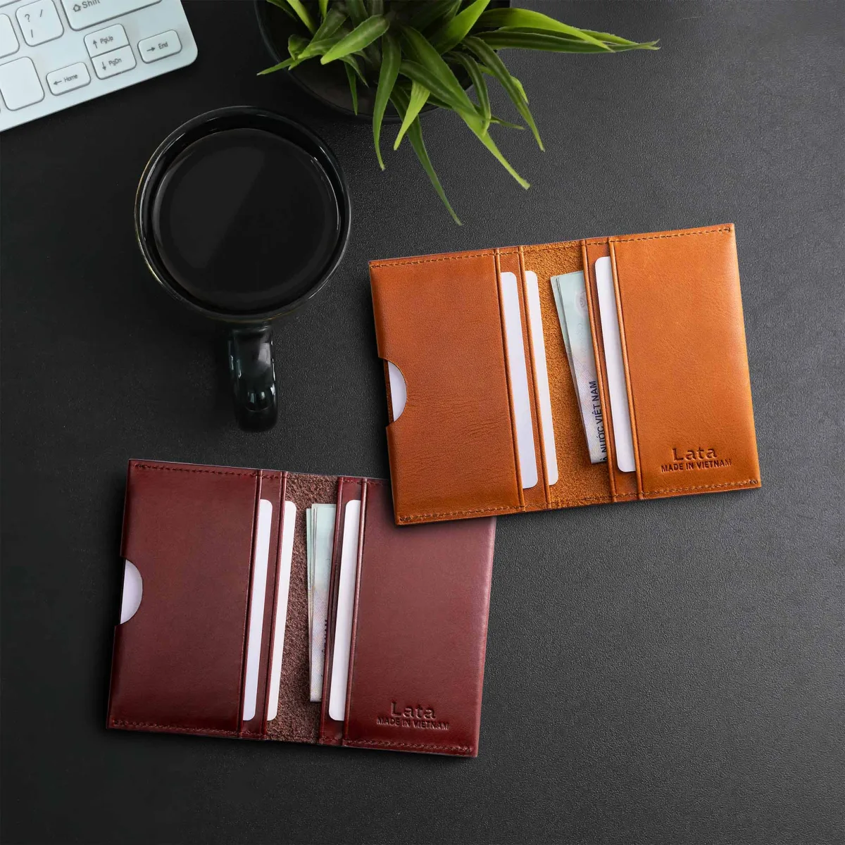 Ví nam da bò Lata (Thời trang nam đựng namecard nhỏ gọn - Ví da thật LVN106)