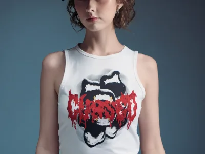 Áo tanktop nữ hình in ngực. Fitted cropped