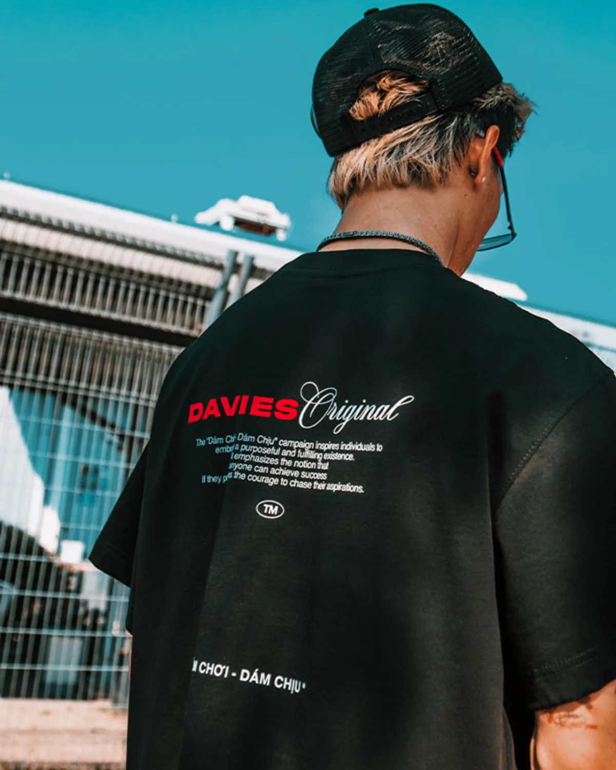 Áo thun màu đỏ, đen local brand DAVIES form rộng tay lỡ "Dám chơi - Dám chịu" Tee l D37-T3