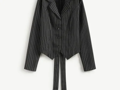 Áo blazer tay dài nữ kẻ sọc. Fitted