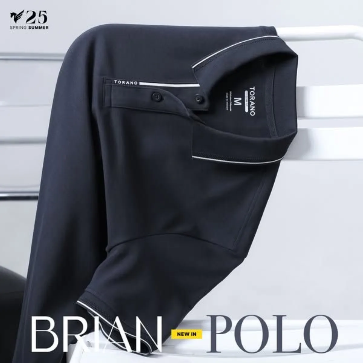 Áo polo BRIAN POLO TORANO trơn bo kẻ mát lạnh, khô thoáng, thấm hút tốt FSTP046