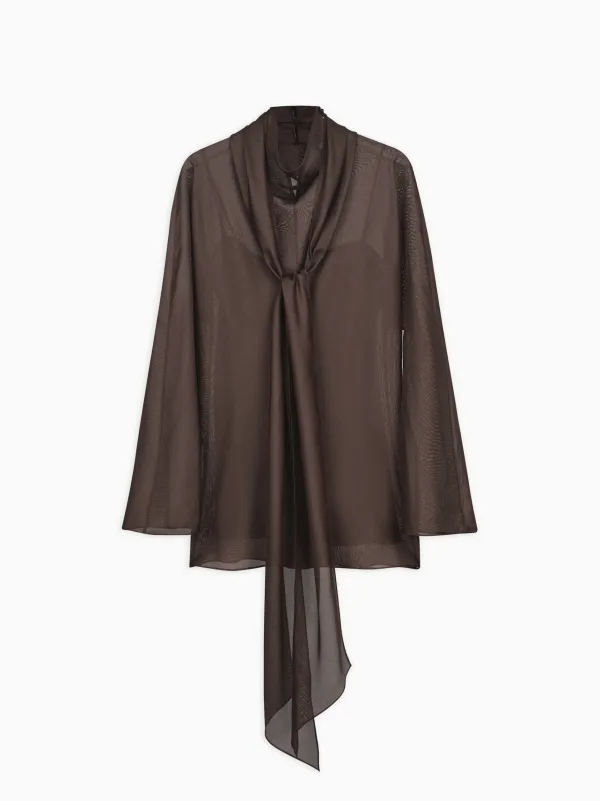 Ondine Scarf Blouse in Semi-Sheer